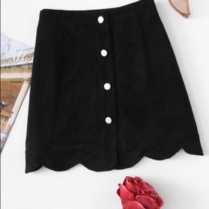 Scallop Hem Suede Skirt